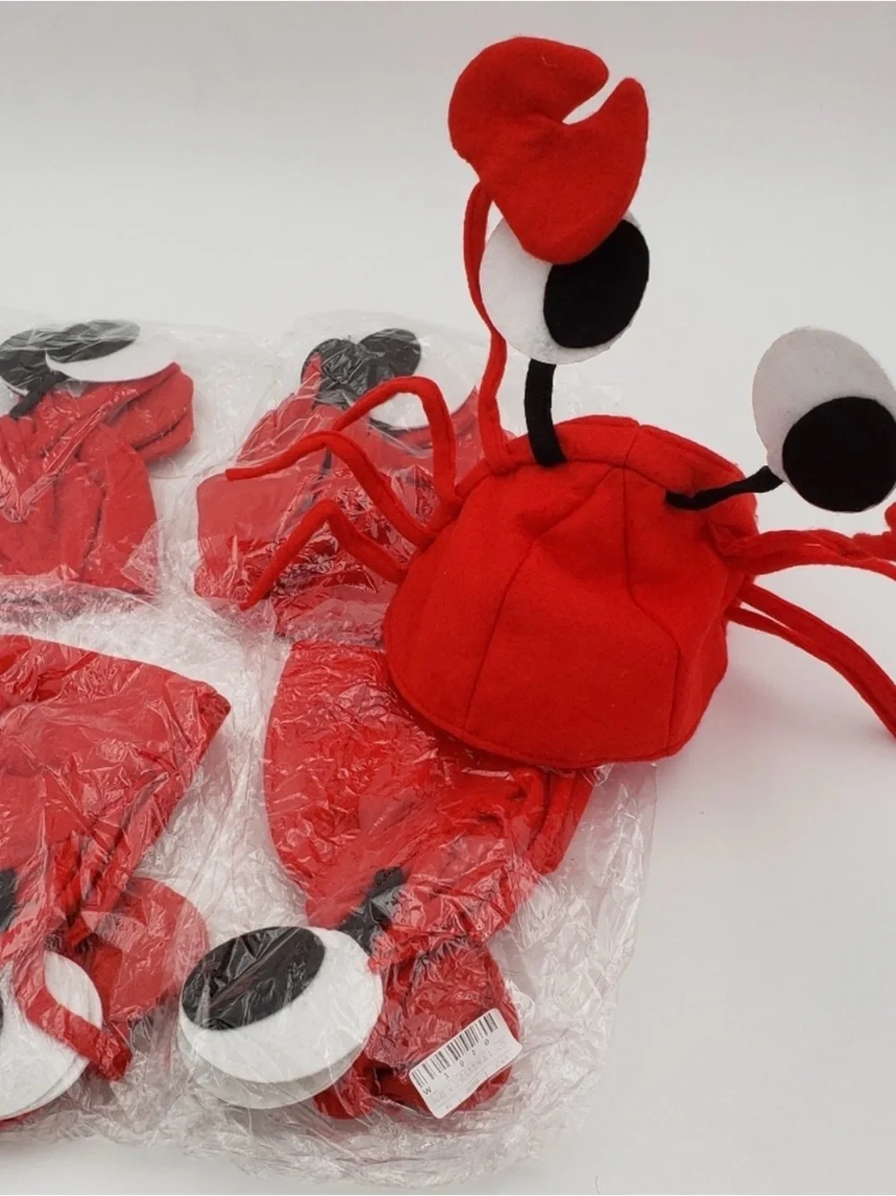 5 Red Crab Asjustable Hats - Cute Crab Caps